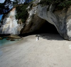 Cathedral Cove wedding drone